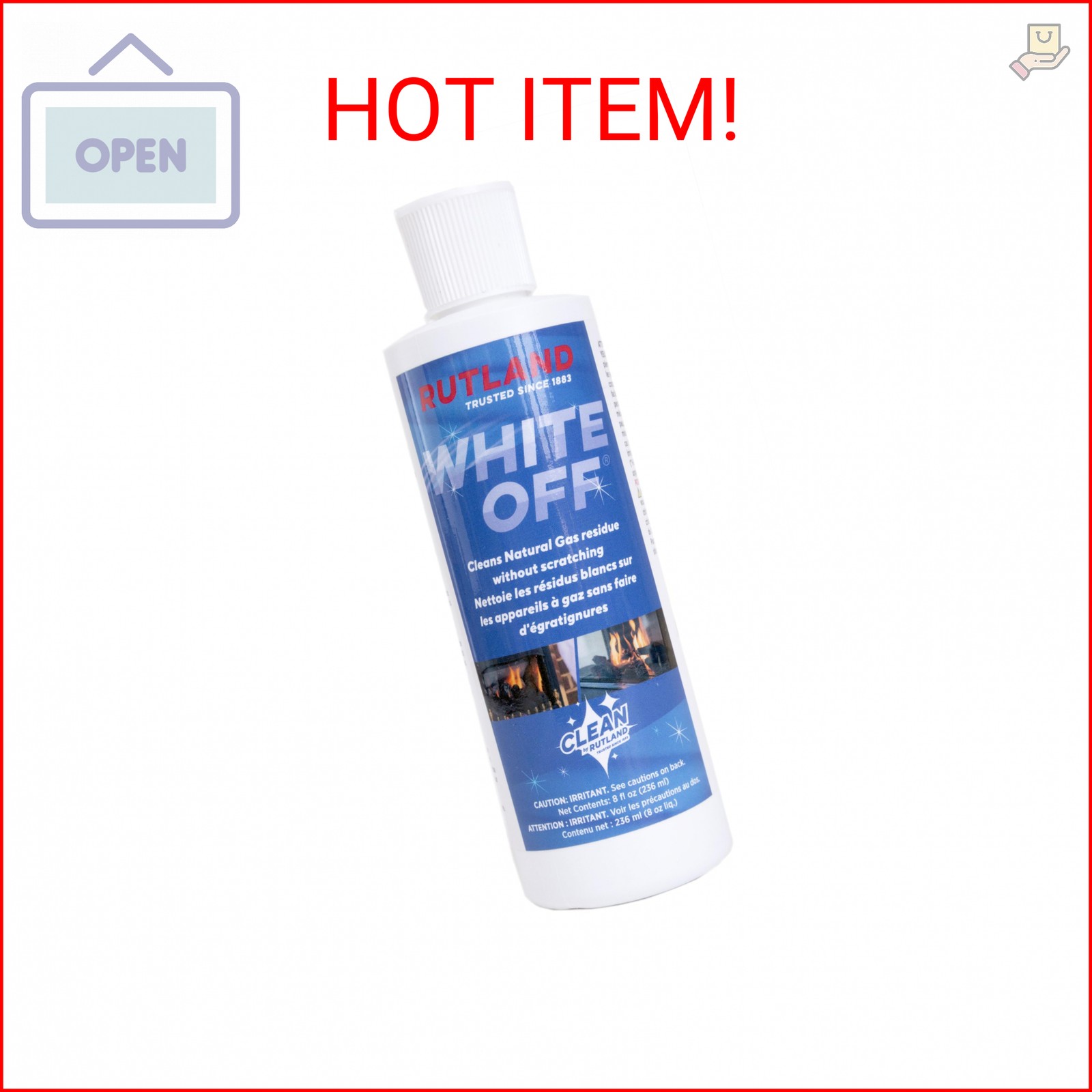 Rutland White Off, Gas Fireplace Glass Cleaner Cream, 8 Fl Oz