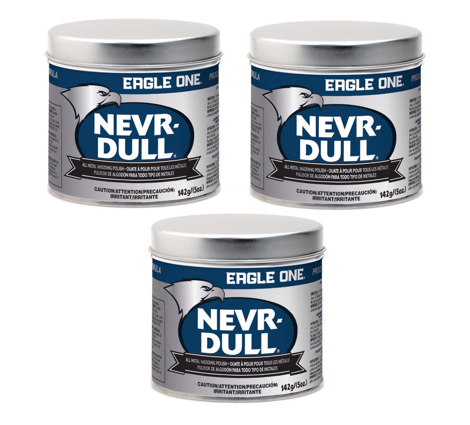 3~ Eagle One Nevr-Dull Metal Polish 5 oz Cloth Polishes All Metals No Residue