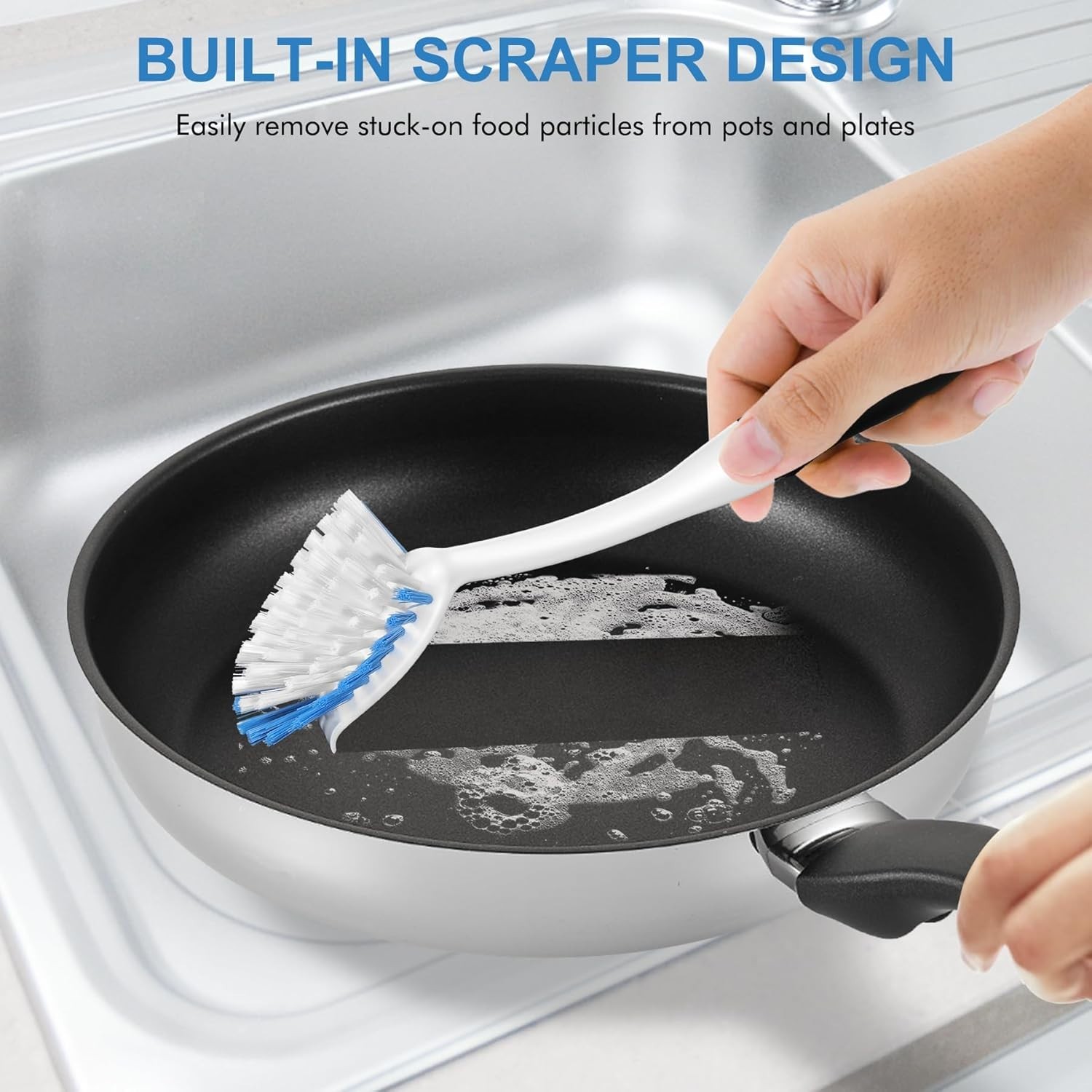 Durable 2 Pack Dish Scrubber with Non-Slip Handle – Perfect for Dishes & Pots