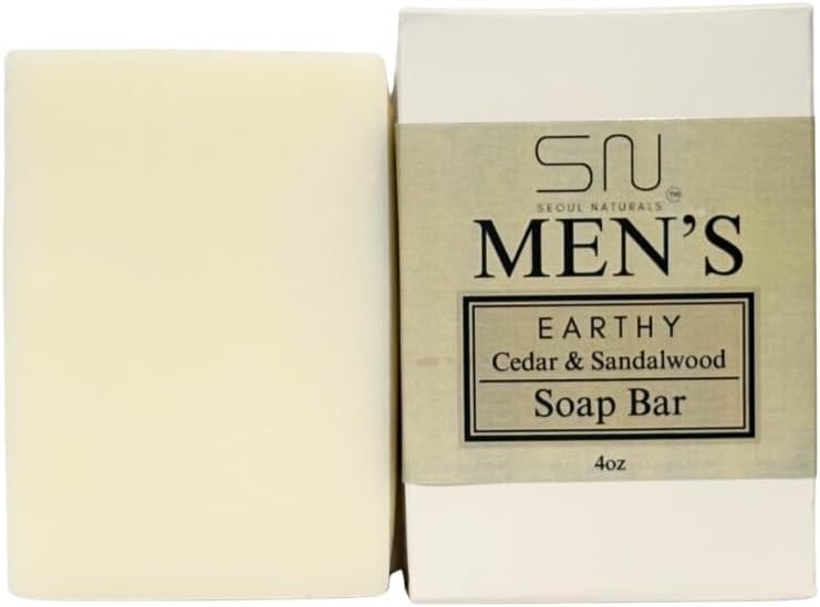 Men’s Earthy wood and Sandalwood Soap Bar, k beauty, 4 oz