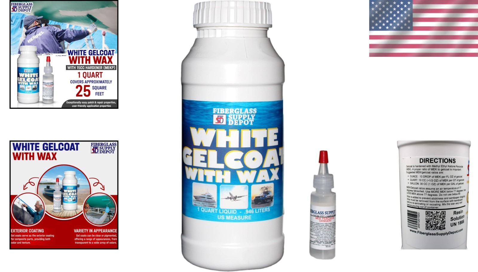 High-Viscosity White Gelcoat & Hardener Combo for Waterproof Boat Repairs