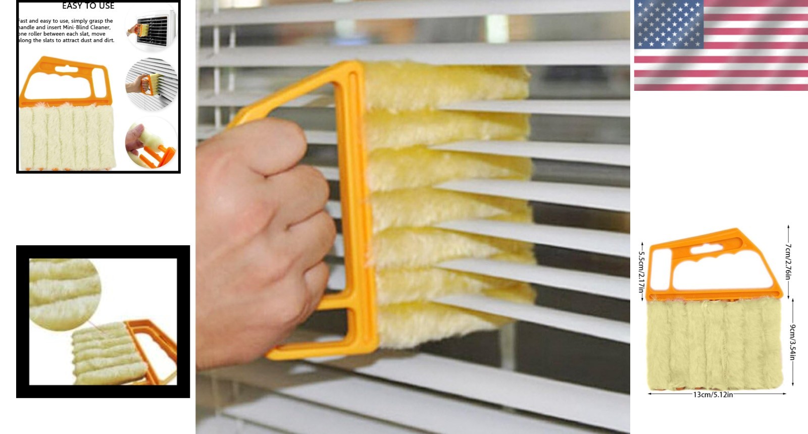 Compact Window Blind Cleaning Brush – 7 Slat Ergonomic Tool for Easy Dusting