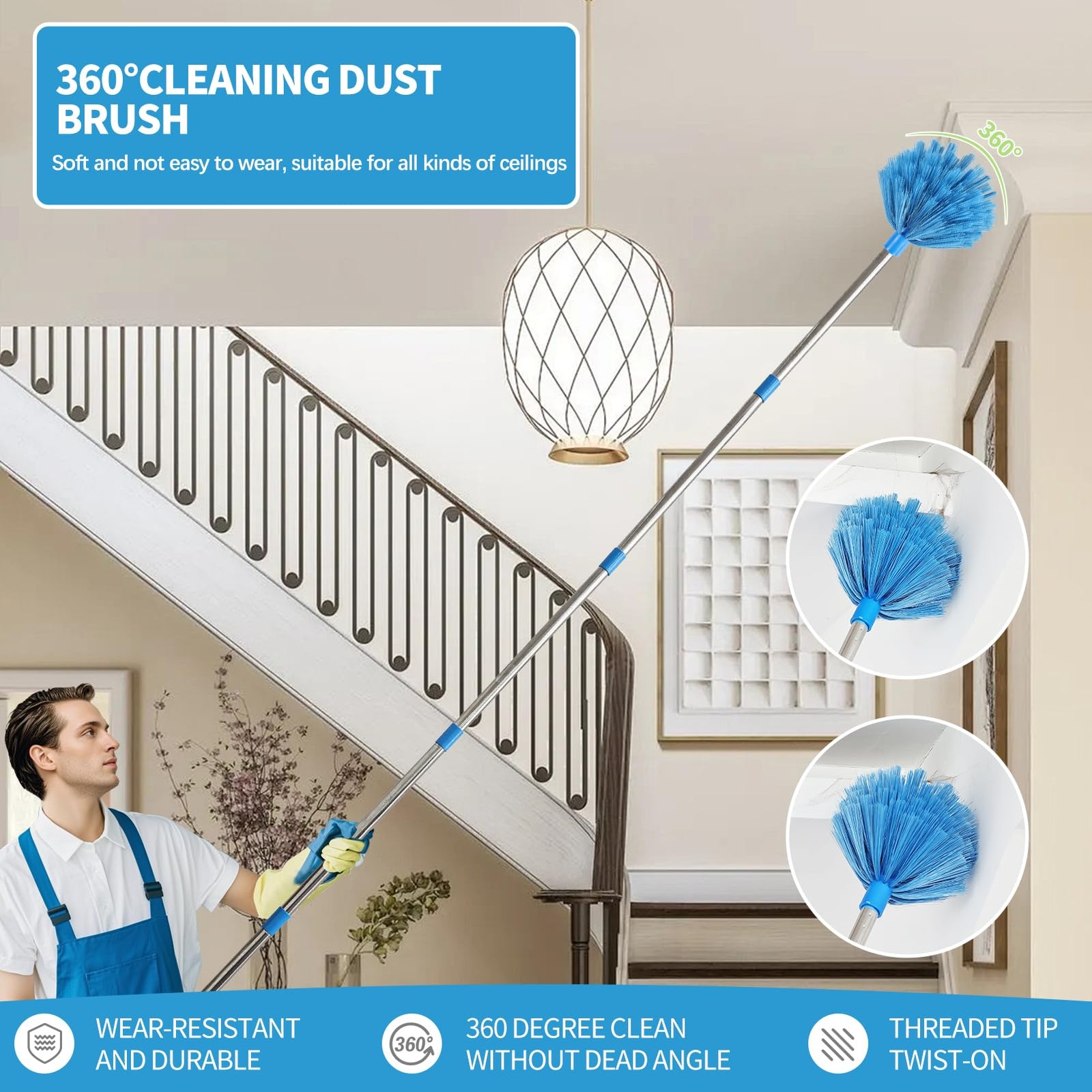 High Reach Duster Kit with14 ft Extension Pole High Ceiling Dusting and Windo…