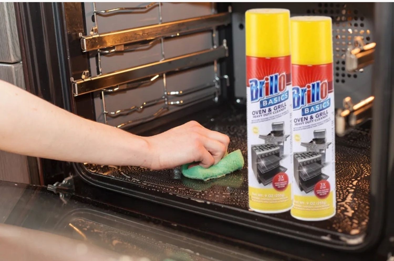 Brillo Oven & Grill Cleaner (2x 12oz) + Sponge Set | 3-Piece Heavy Duty Cleaning