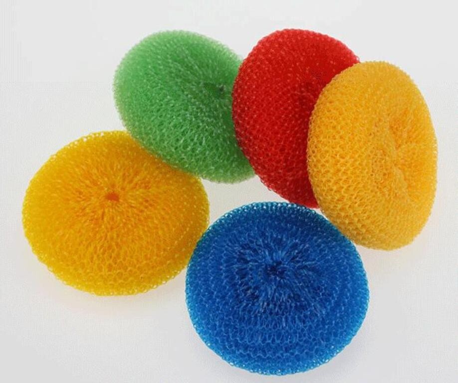 6pcs Nylon Plastic Round Scrubber Kitchen Cleaning Plastic Pot Pan Dish Washer