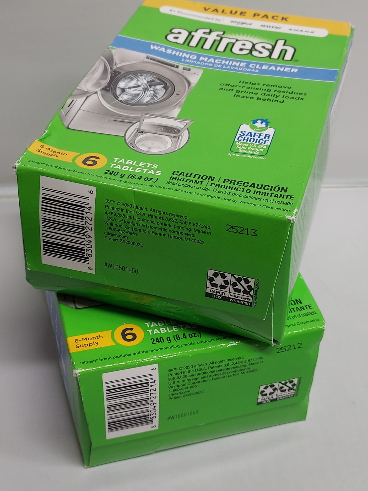 2 Boxes Affresh Washing Machine Cleaner W10501250 Value Pack – 12 Tablets