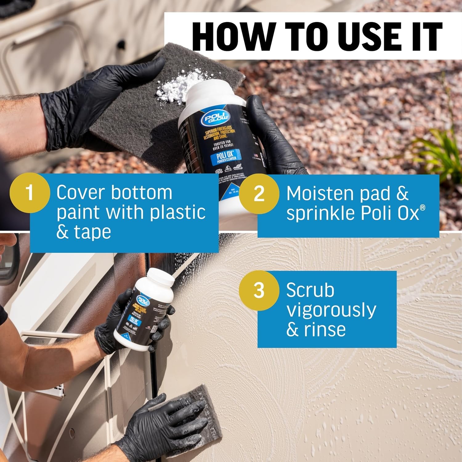 Poli Glow Poli Ox — Remove Heavy Oxidation and Stains from Fiberglass Boat & RV