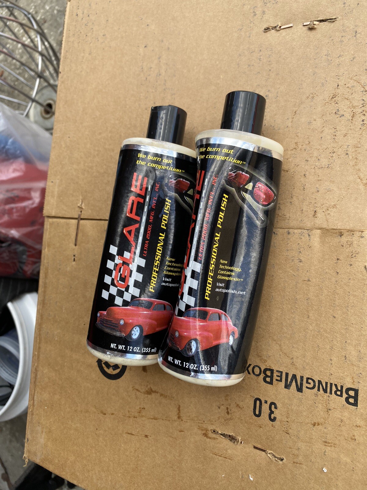 GLARE Ultra 2000 PROFESSIONAL Auto POLISH Wax – 12OZ (2 Lot) Dented Bottle