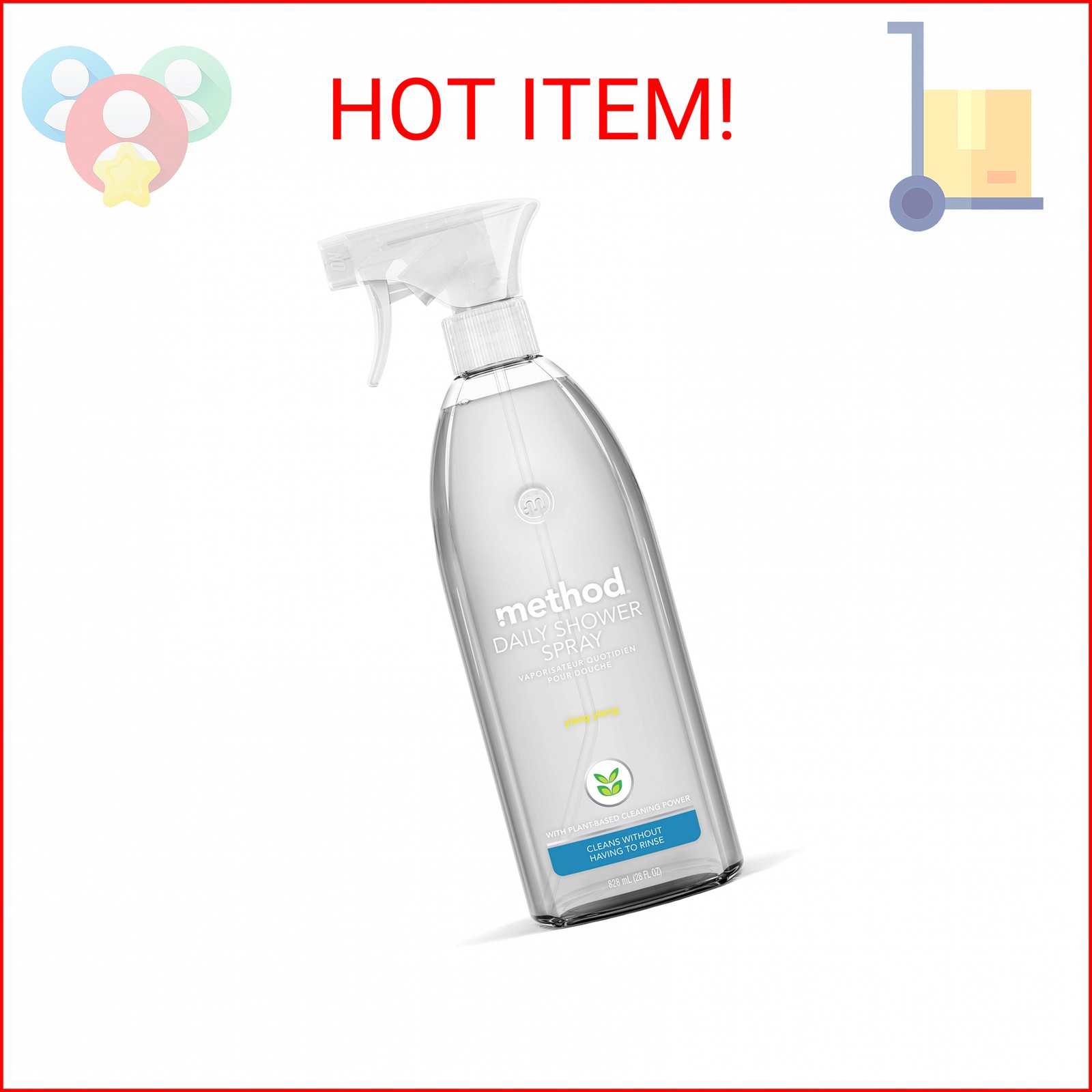 Method Daily Shower Cleaner Spray, Ylang Ylang, For Showers, Tile, Fixtures, Gla