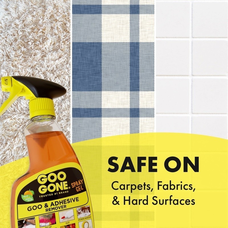 Sticky Adhesive Remover Spray Gel Citrus Scent Drip-Free Hard Surfaces Fabric US