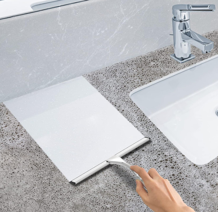 Docrok 10-Inch 🚿 Stainless Steel Shower Squeegee 🪣 Streak-Free Silicone Blade
