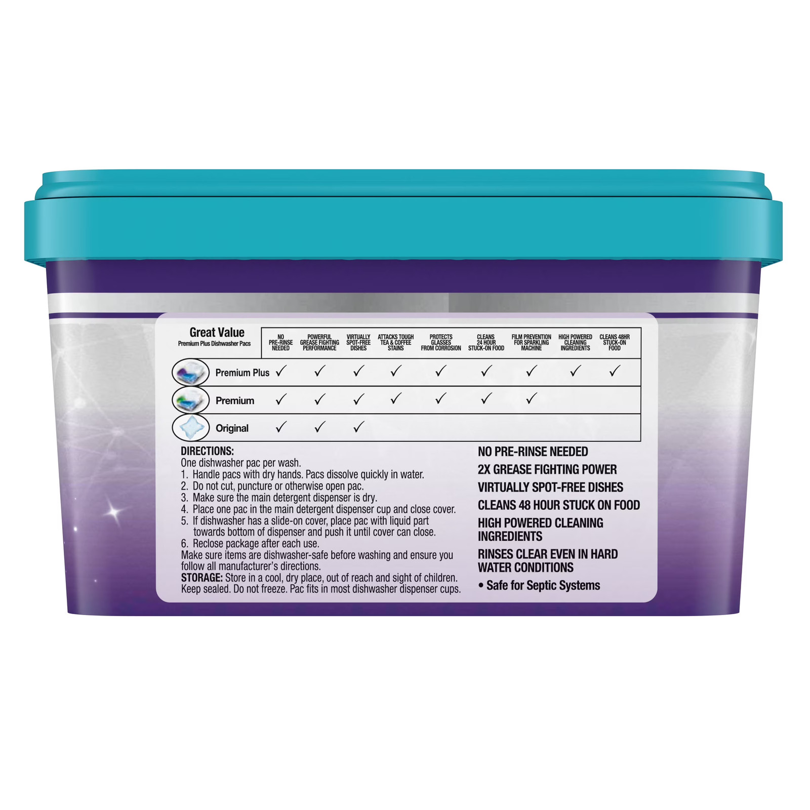 Premium Plus Dishwasher Pacs, Fresh Scent, 66 Count