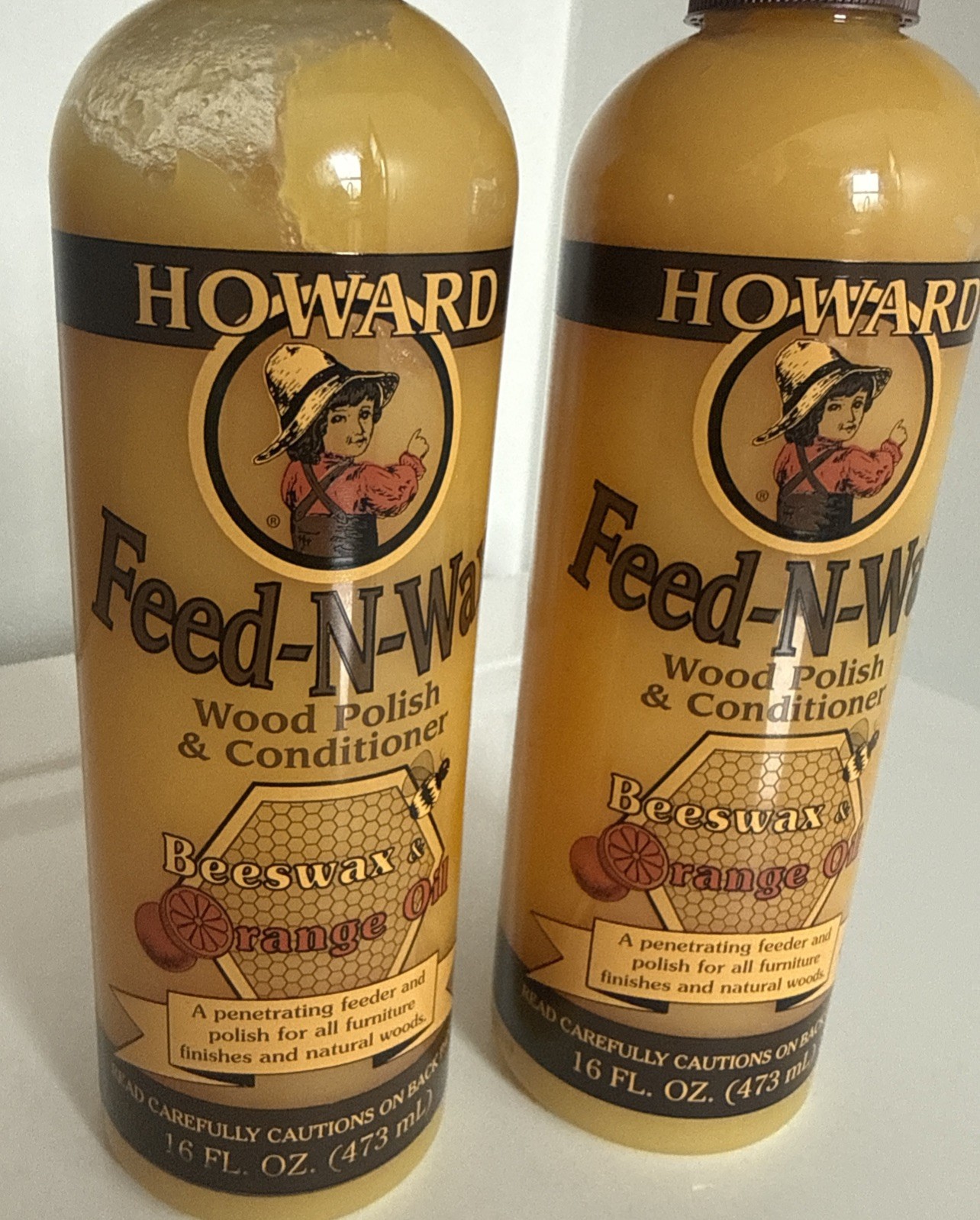 Howard Products FW0016 Wood Polish & Conditioner, 16 oz, Orange LOT OF 2