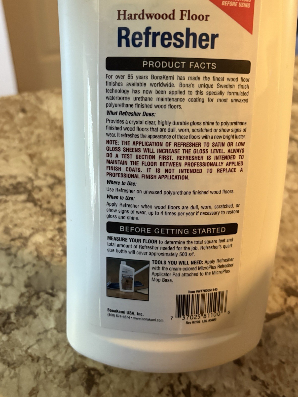Bona Swedish Formula Hardwood Floor Refresher 32 FL OZ Bottle SEE DESCRIPTION