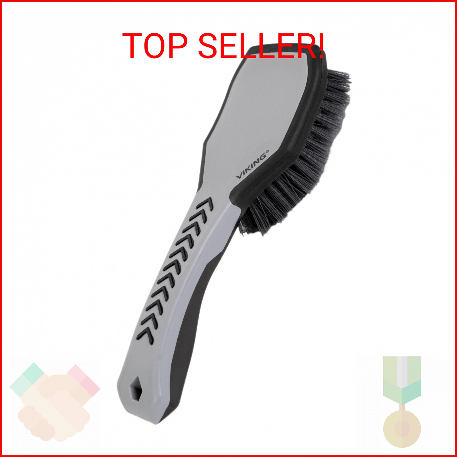 VIKING Tire Brush and Wheel Brush for Cleaning Car, Tires, Car Wash, Grey, 10.3
