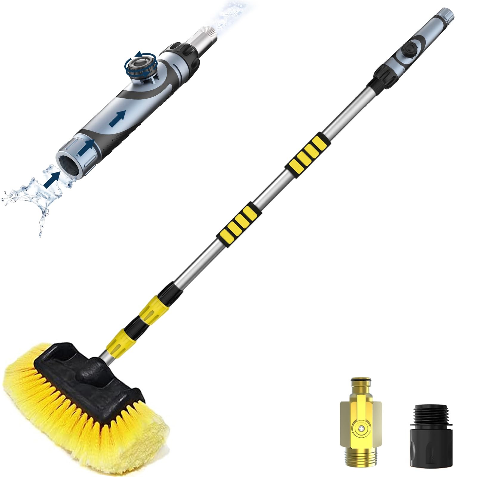 12FT Car Wash Brush with Long Handle, Telescopic Car Wash Brush with Soap Dis…