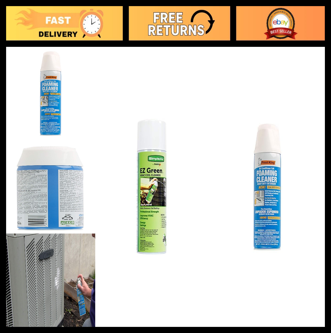 Coil Cleaner for HVAC Systems – Foam & Spray, Heavy-Duty, Easy to Use, 16 oz