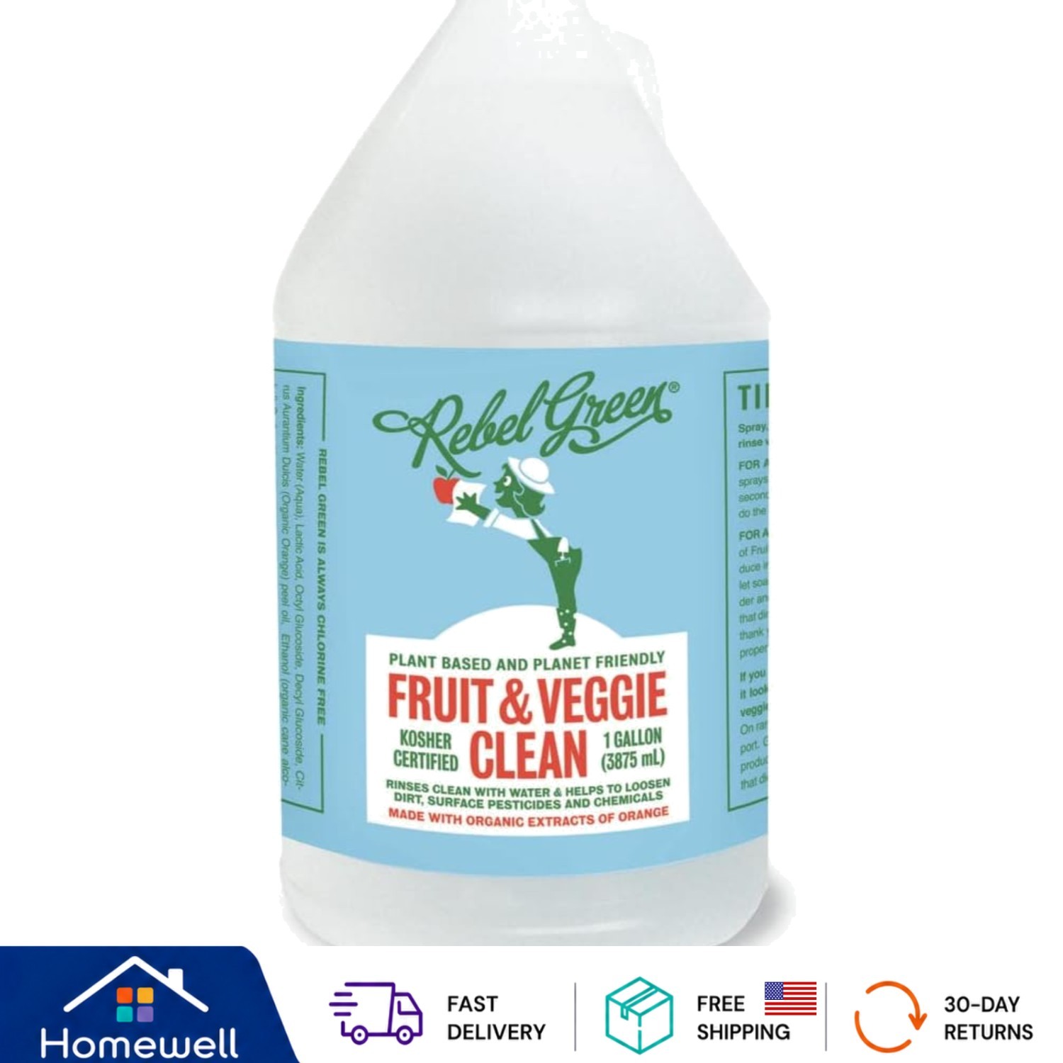 1 Gallon Plant-Based Fruit & Veggie Cleaner – Citrus Extracts, No Rinse Needed