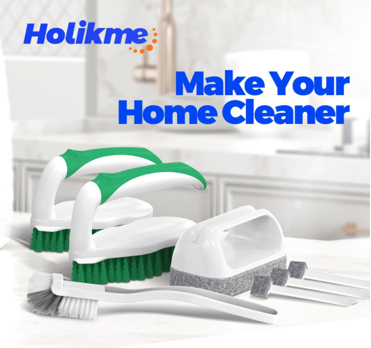 Holikme 7Pcs Scrub Brush Set Cleaning Pads for Pool Wall Bathroom Grout Kitchen