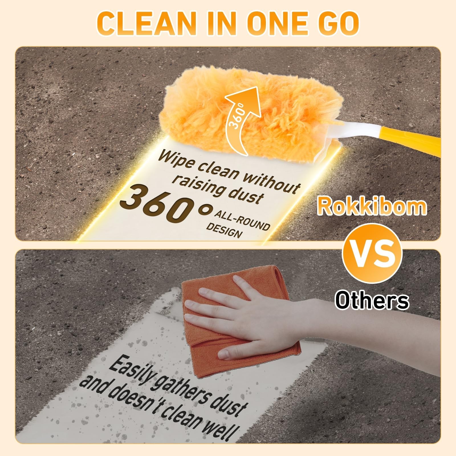 360° Multi-Surface Duster Refills Kit, 25 Pack + Handle, 4X Cleaning Power for H