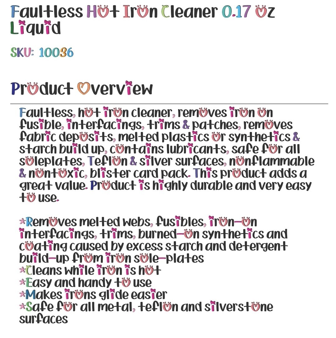 Faultless 40105 Hot Iron Cleaner 0.17 oz Liquid 2 Pk
