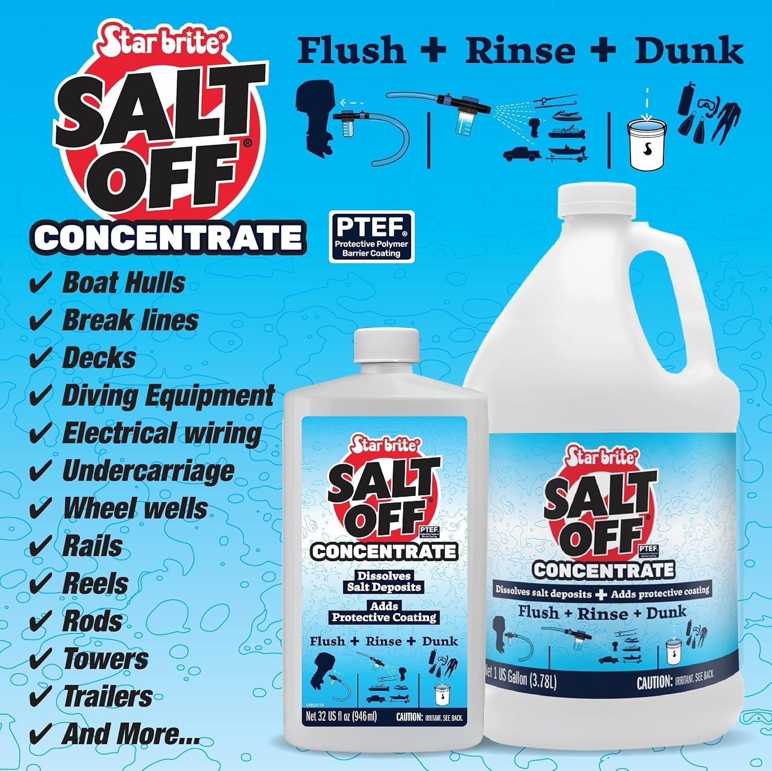 Salt Off Concentrate Salt & Engine Flush 128 OZ Gallon for Boats, Vehicles, T…