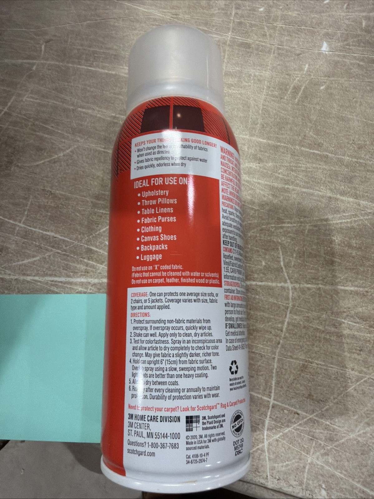 3M Scotchgard Fabric Water Shield Dries Clear & Oderless 10 oz Transparent