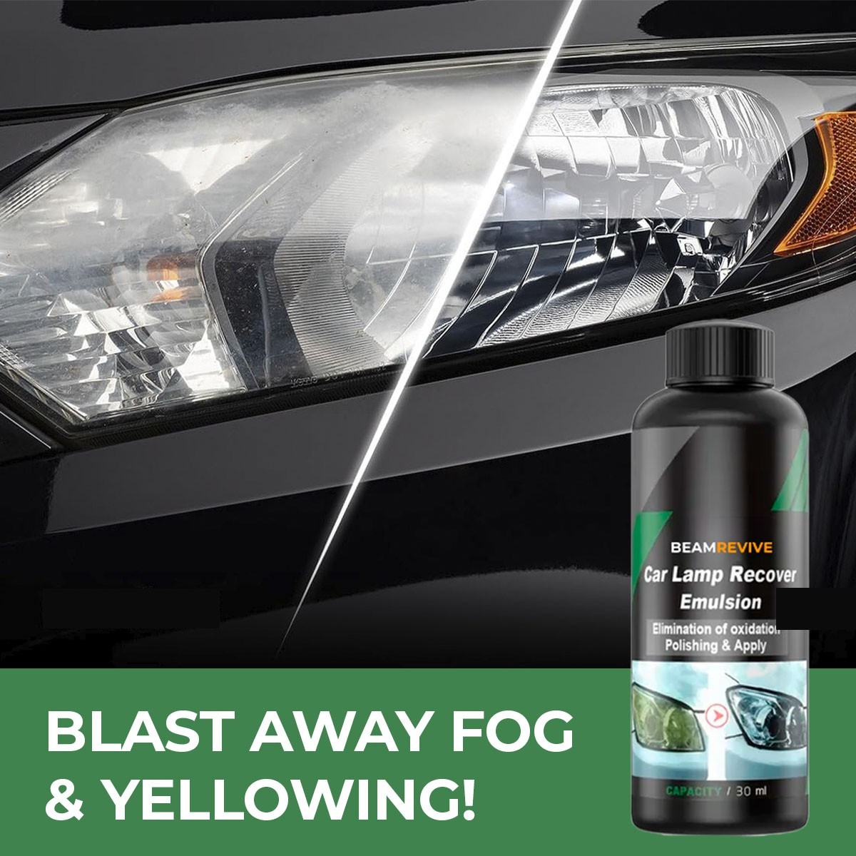 BeamRevive Car Lamp Cleaning & Polishing Solution – No-Sand Lens Care for Foggy