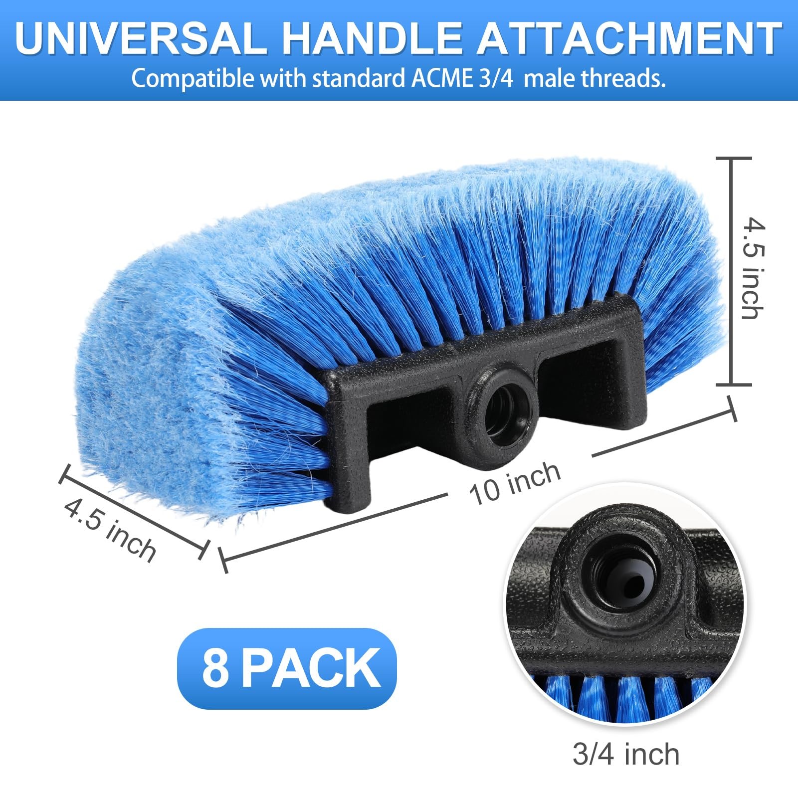Vesici 8 Pcs Car Wash Brush Head with Soft Detailing Bristle Flow Thru Car Cl…