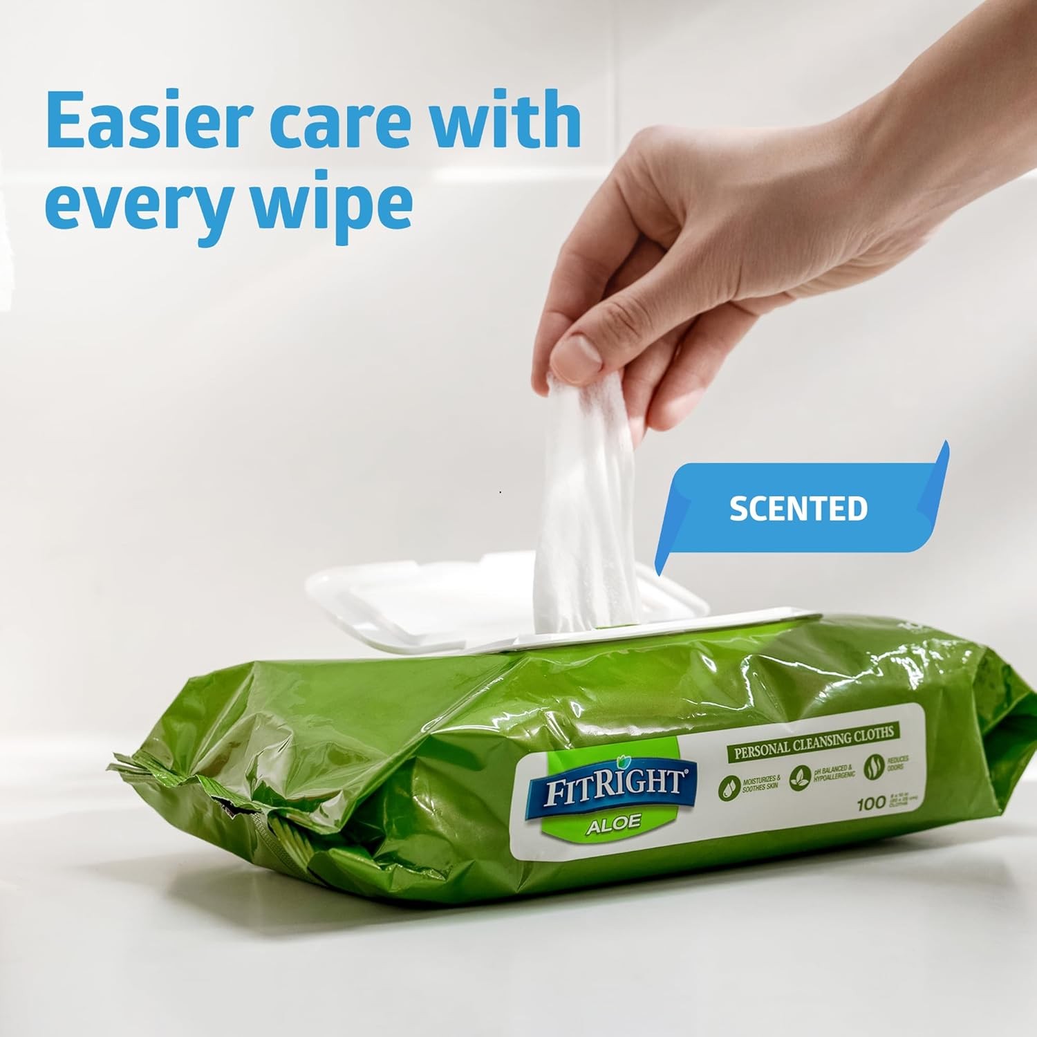 FitRight e Personal Cleansing Cloth Wipes, Scented,Adult Lar