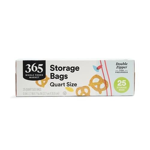 Whole Foods Market, Quart Size Storage Bags, Double Zipper, 25 Count – Pack Of 2