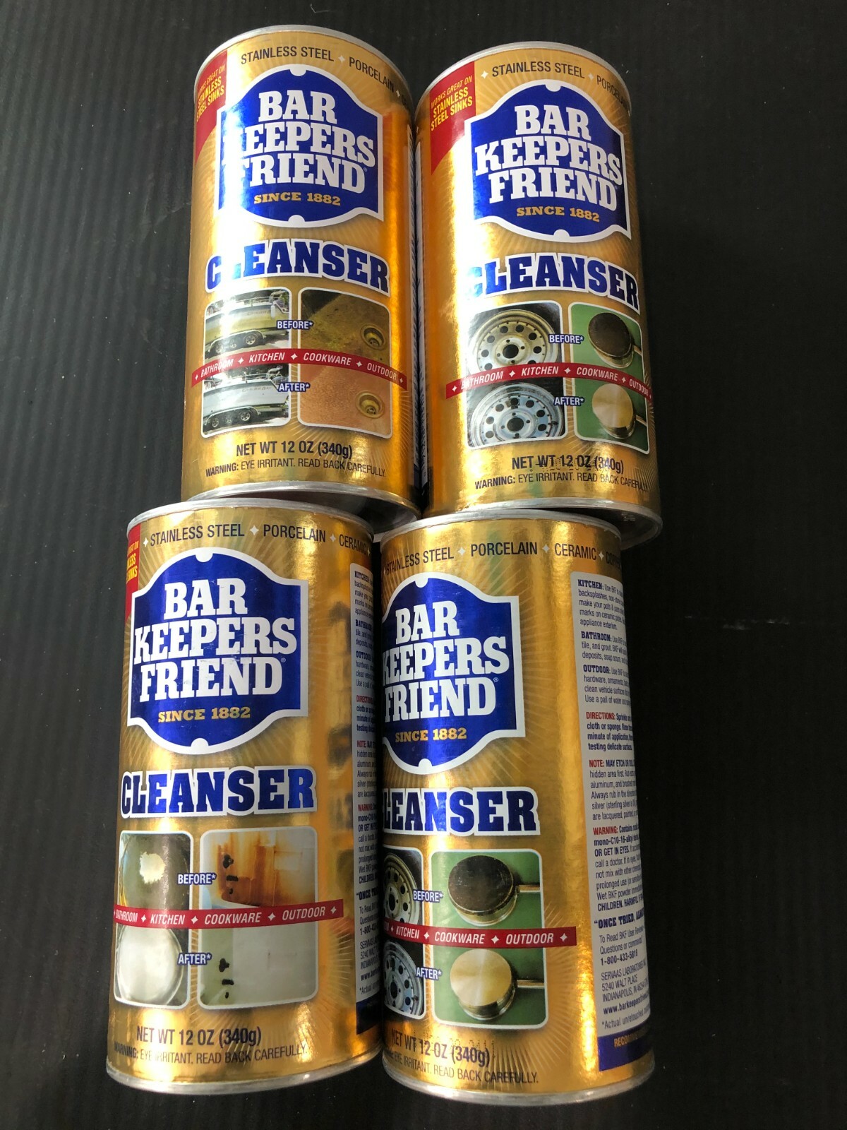 BAR KEEPERS FRIEND Cleanser 12 OZ (4pack) BATHROOM, KITCHEN, COOKWARE, OUTDOORS.
