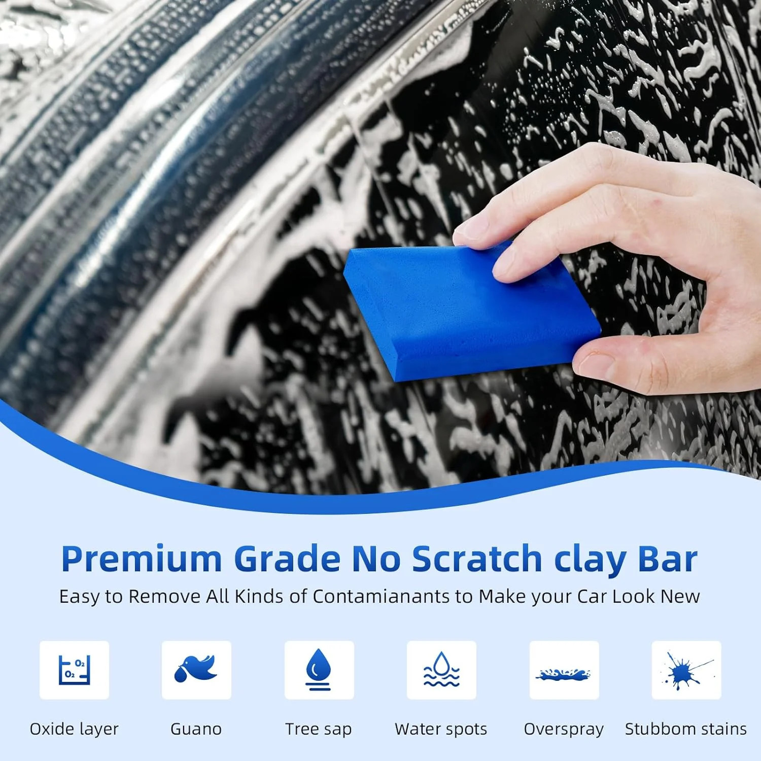 Car Clay Bar 4 Pack 400g, Premium Grade Clay Bars Auto Detailing Magic Clay Blue