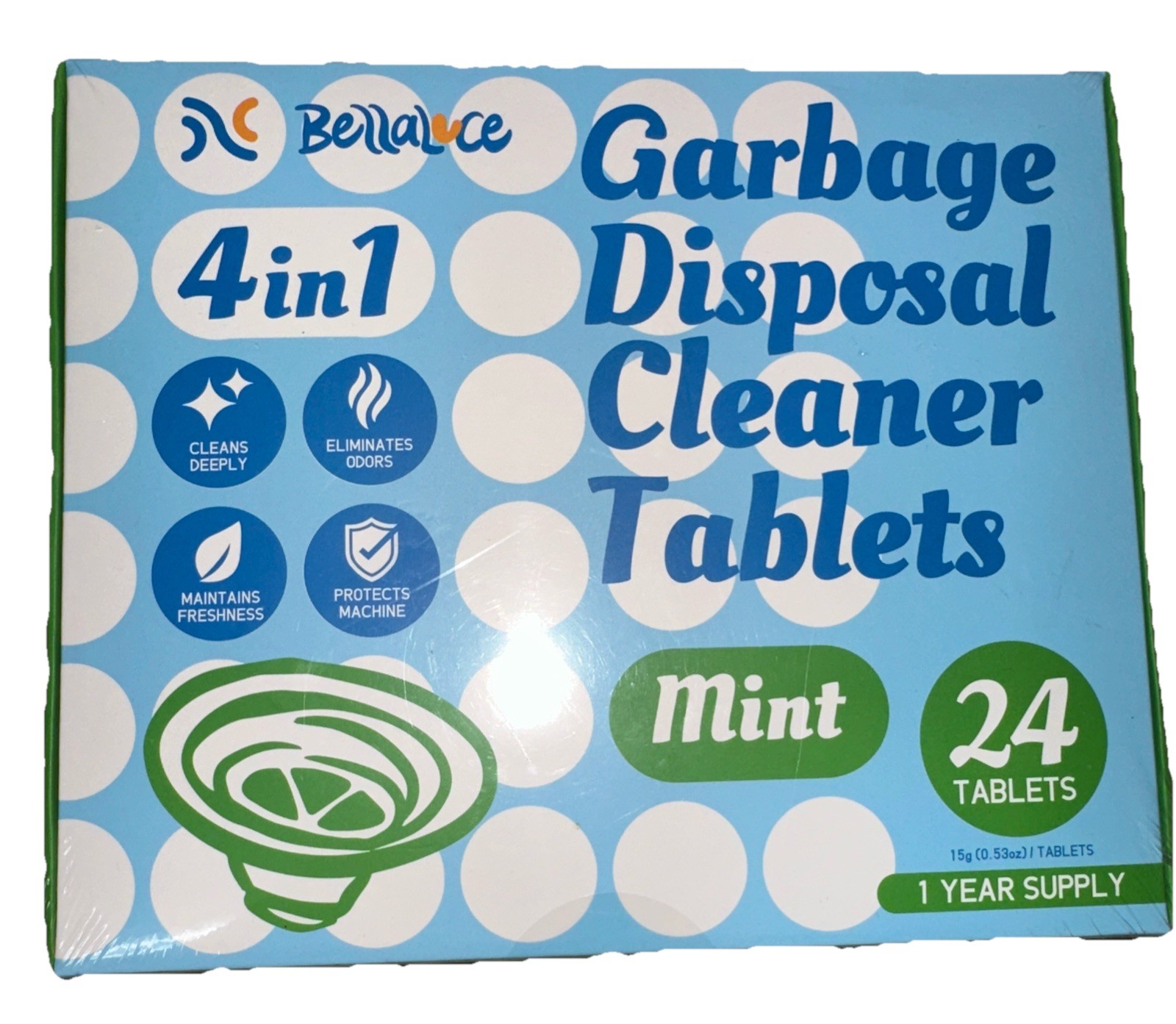 Bellaluce Garbage Disposal Cleaner Tablets 24 Tablets , Mint Sealed