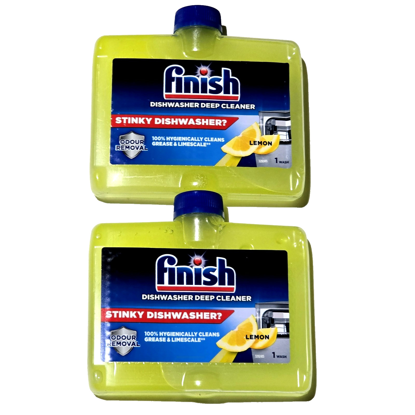 2 Pack Finish Dishwasher Deep Cleaner Lemon For Grease Limescale Odor Removal