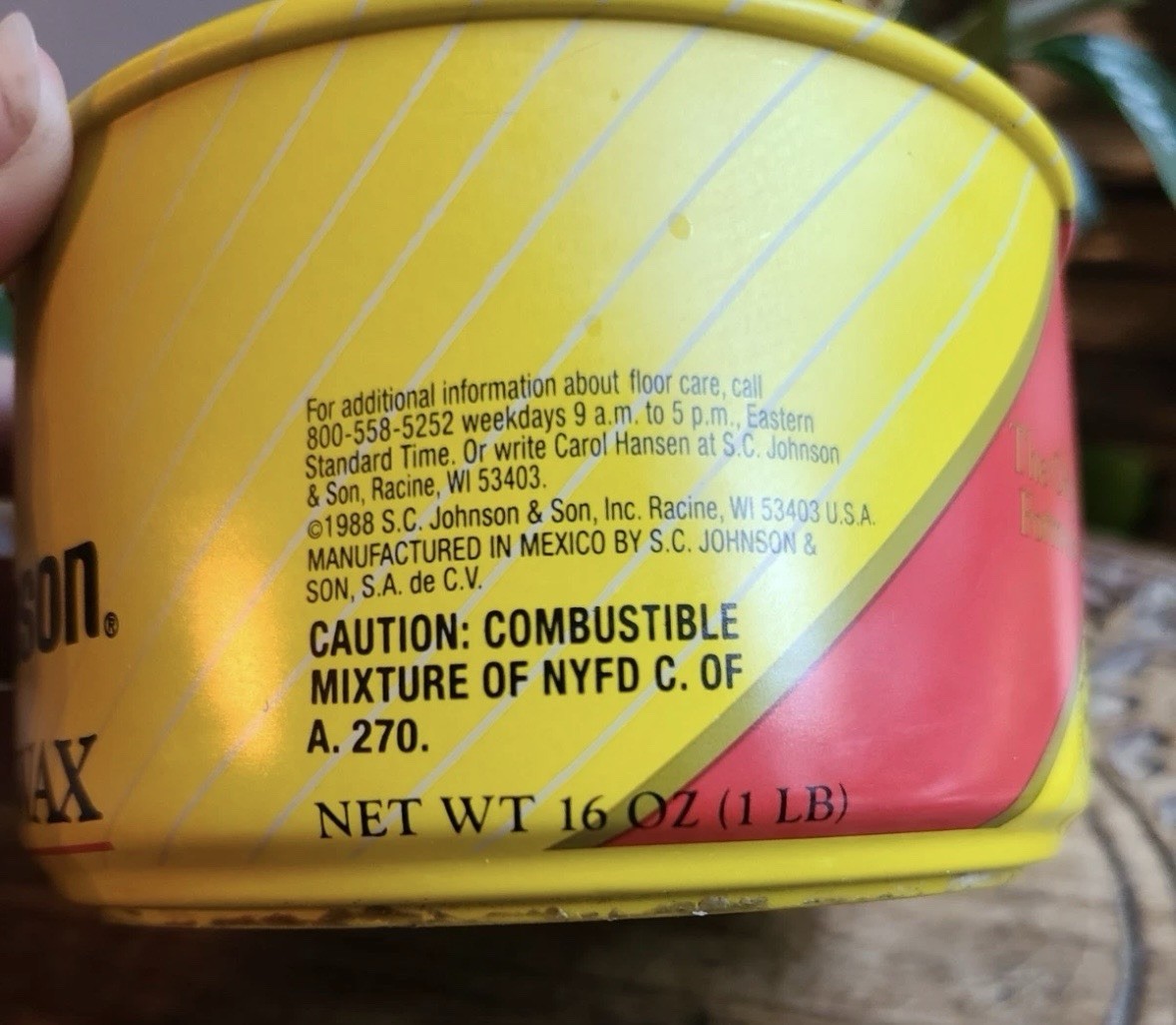 SC JOHNSON PASTE WAX NEW UNUSED 16 OZ FULL CAN ORIGINAL FORMULA DISCONTINUED