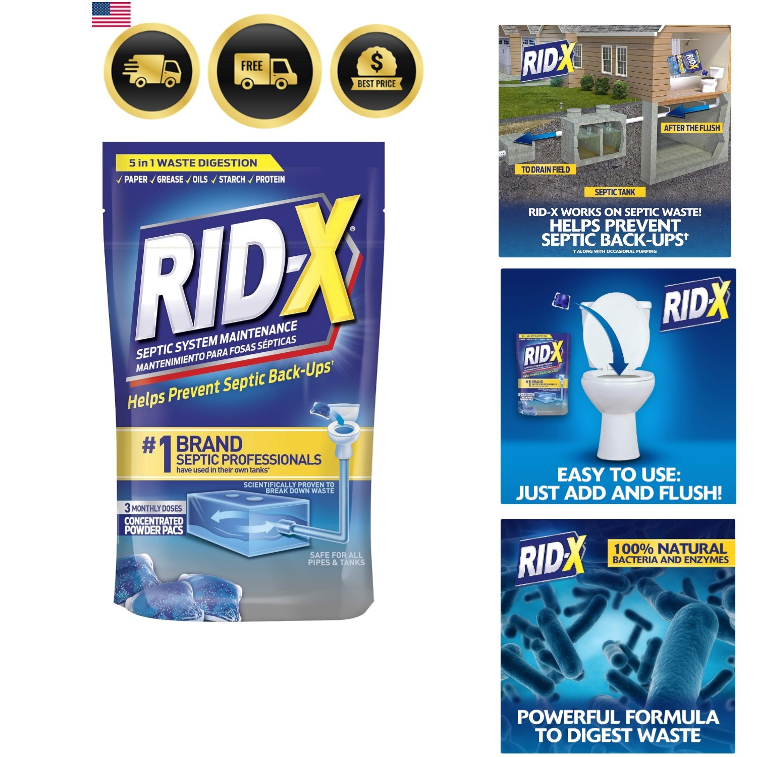 Septic System Treatment Pack for 3 Septic Tank Maintenance