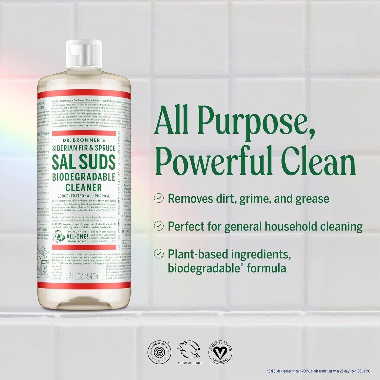Dr. Bronner’s Sal Suds, Biodegradable All Purpose Cleaner Pine Scent 16oz