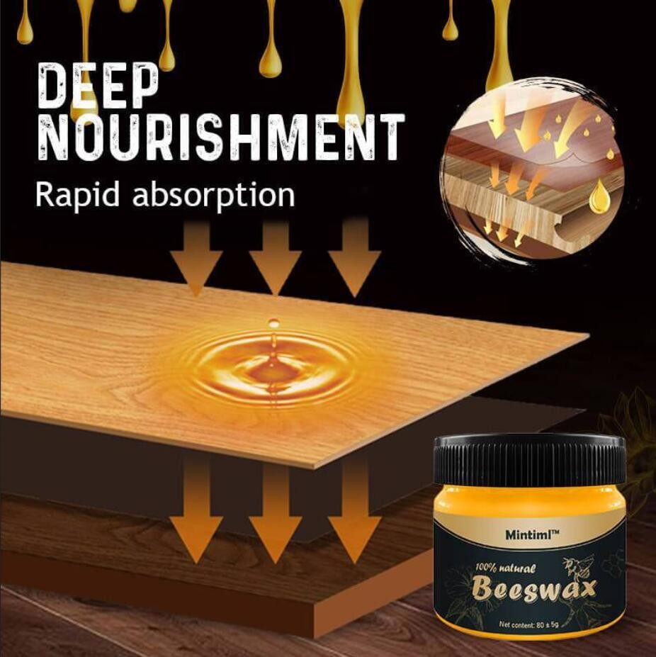 Beeswax Furniture Polish – Natural Wood Conditioner & Restorer with Sponges