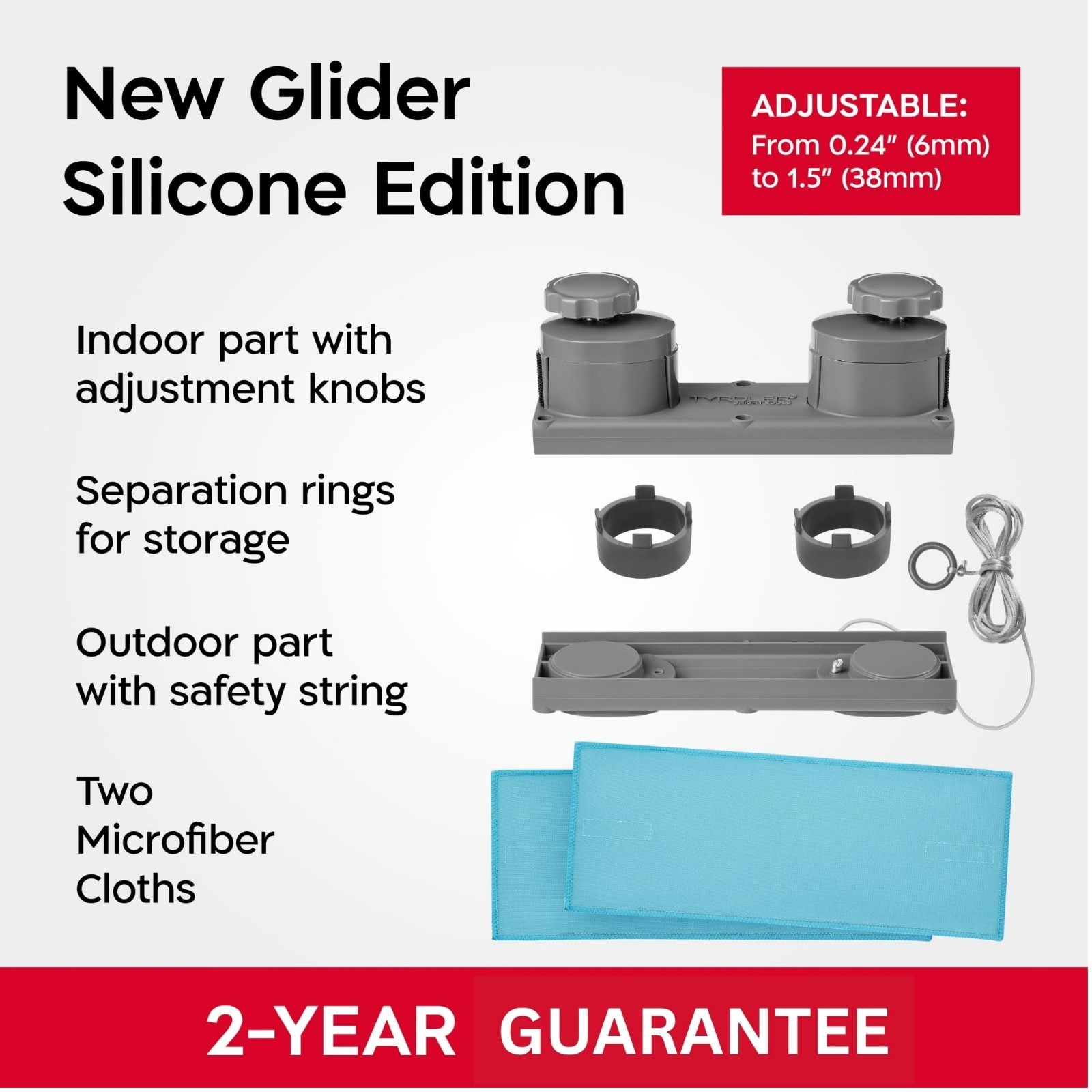 Magnetic Window Cleaner Tool – Double Sided Silicone Glider for 0.2″-1.5″ Thick