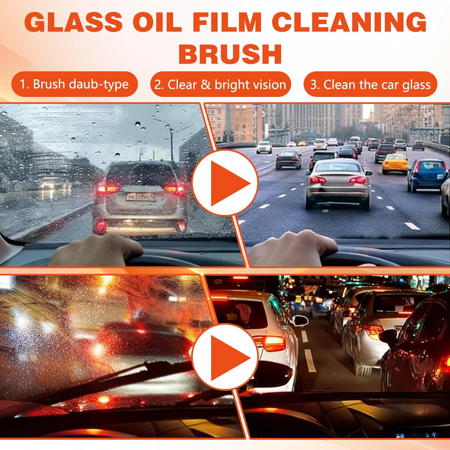 2PCS Glass Oil Film Remover Car Roll-On Compound Cleaning Board Removes Smudges