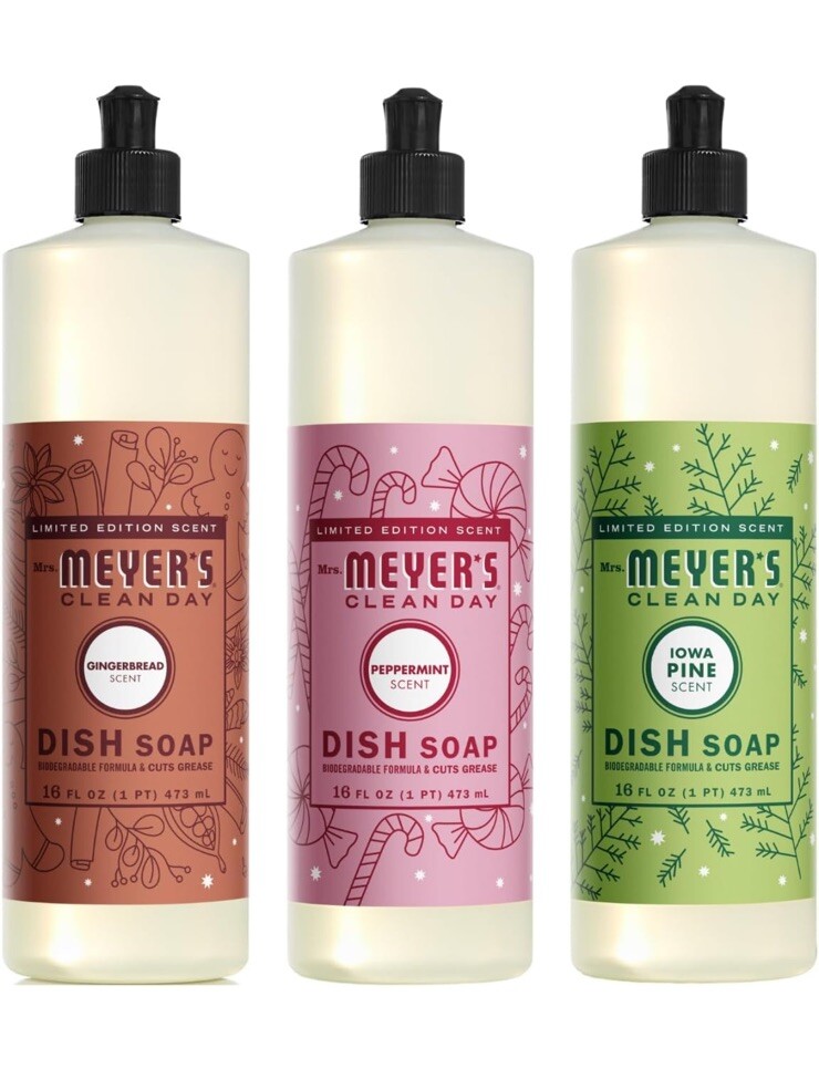 Mrs. Meyer’s Clean Day Dish Soap 16oz (3Pack) Apple Cider Iowa Pine Rose Scents