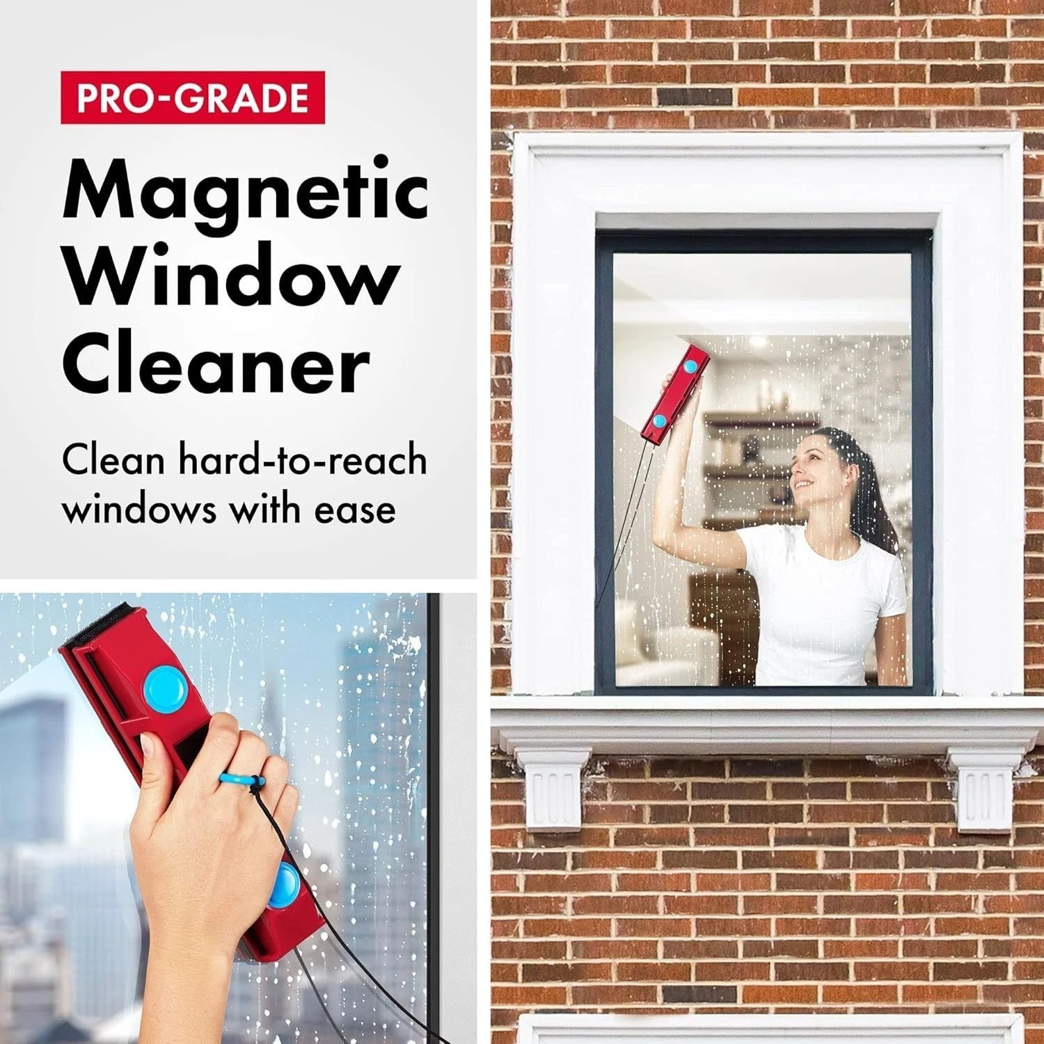 Magnetic Window Cleaner for Single-Glazed 0.3-0.7in Windows Glider D-2