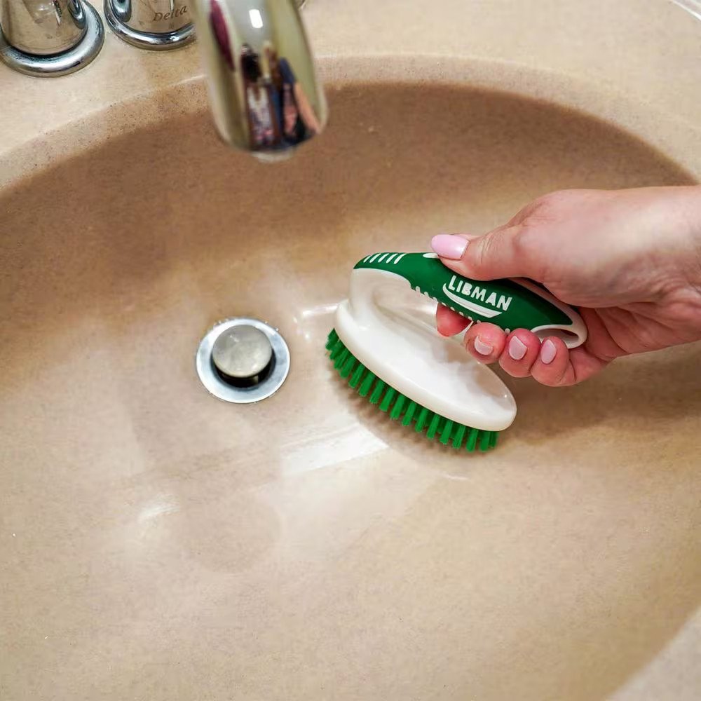 Small Space Scrub Brush with 32 oz Spray Bottle Heavy Duty Grout Corner Cleaner