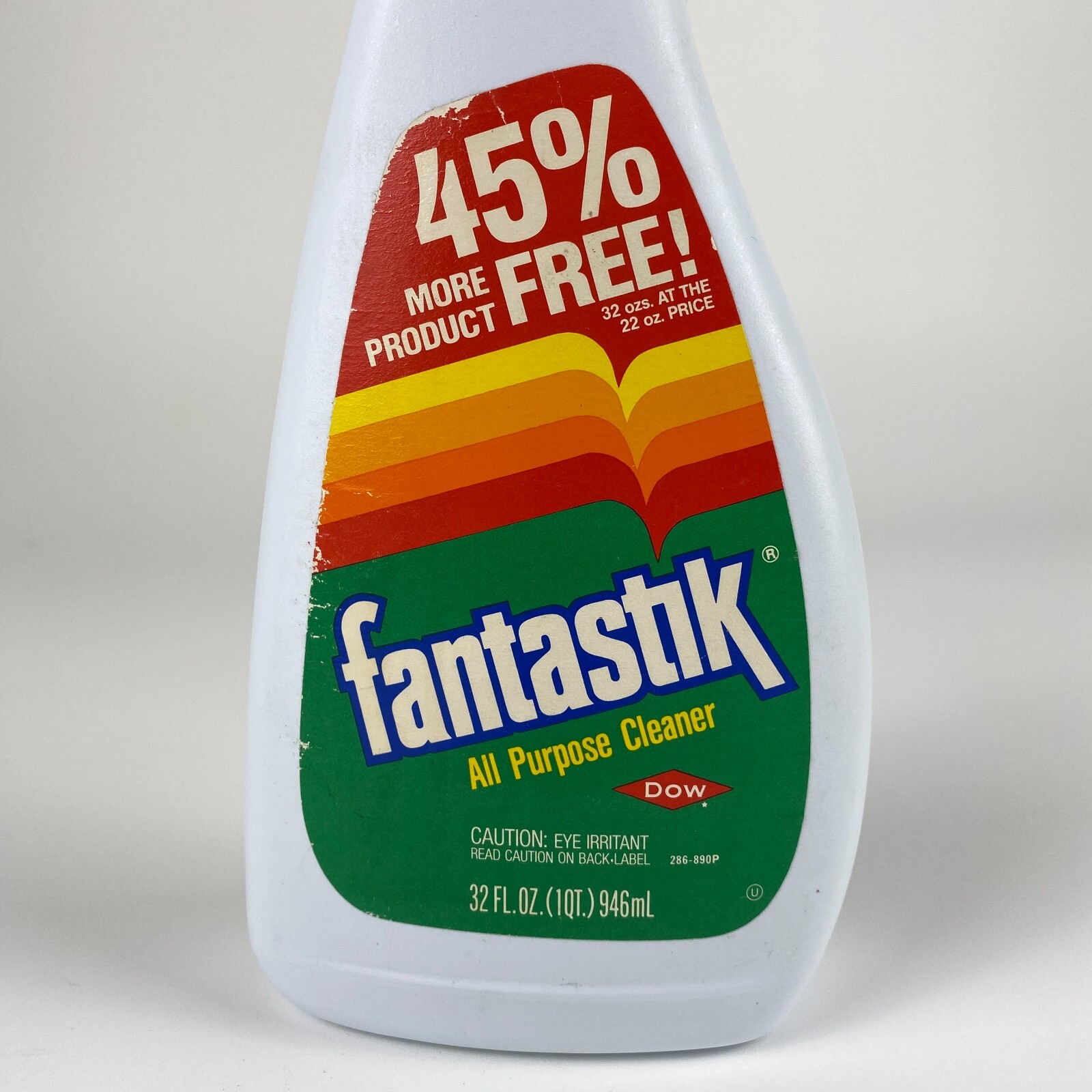VTG 80s Fantastik Spray Cleaner 1989 32 Oz 3/4 Full Movie TV Prop White Decor
