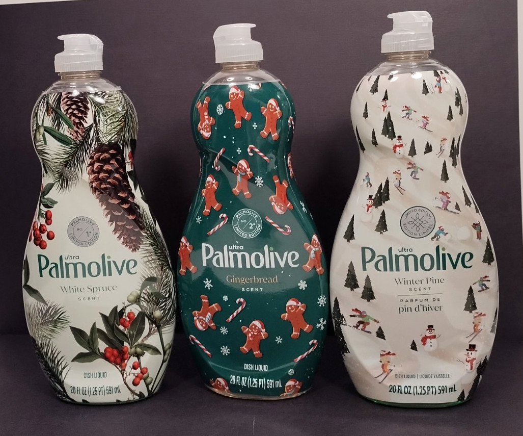 3-Palmolive Dish Soaps, Limited Ed. Spruce, Pine, Gingerbread, 20 fl oz Bottles