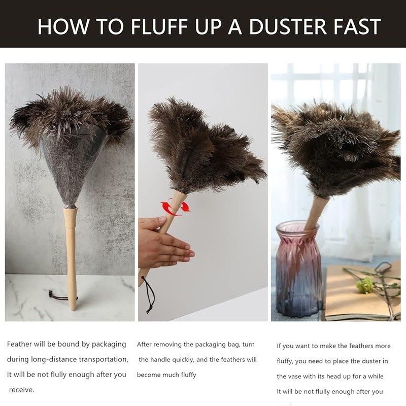 High Quality Natural Ostrich Feather Duster Soft Washable Cleaning Tool Home Use