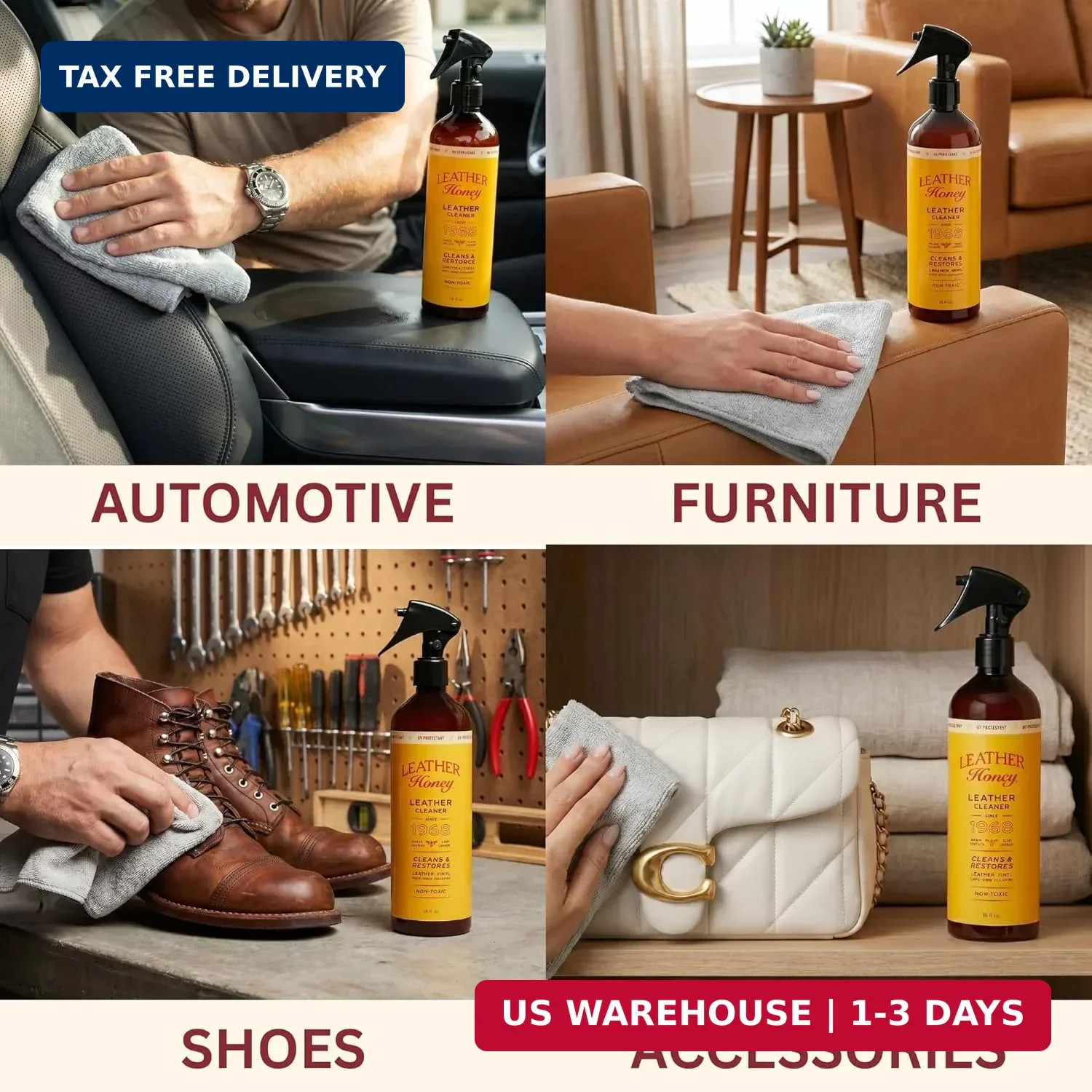 Leather Honey Leather Cleaner Spray: UV Protectant, Non-Toxic & Made in the USA