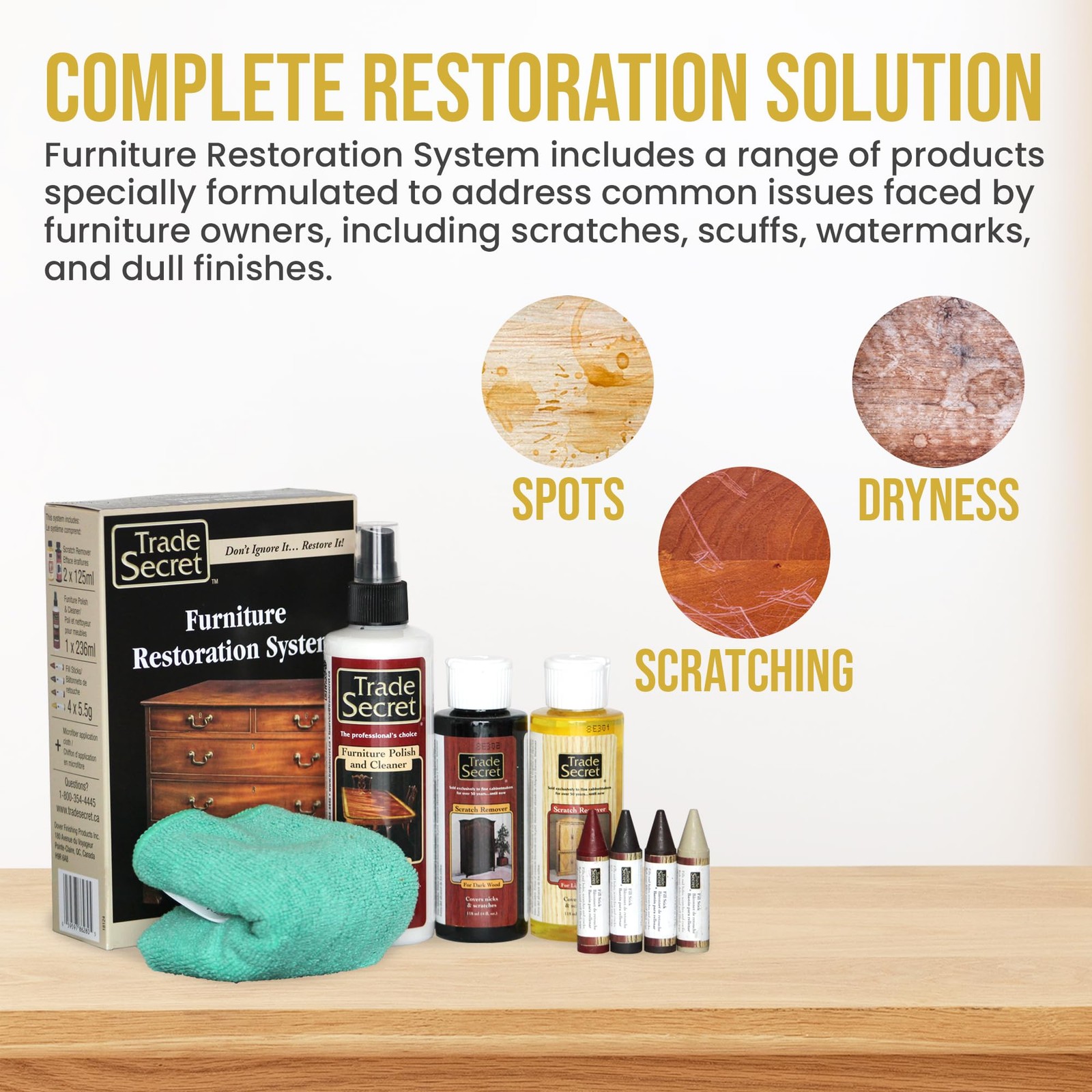 Complete Wood Furniture & Floor Restoration Kit – Scratch Repair and Polish S…
