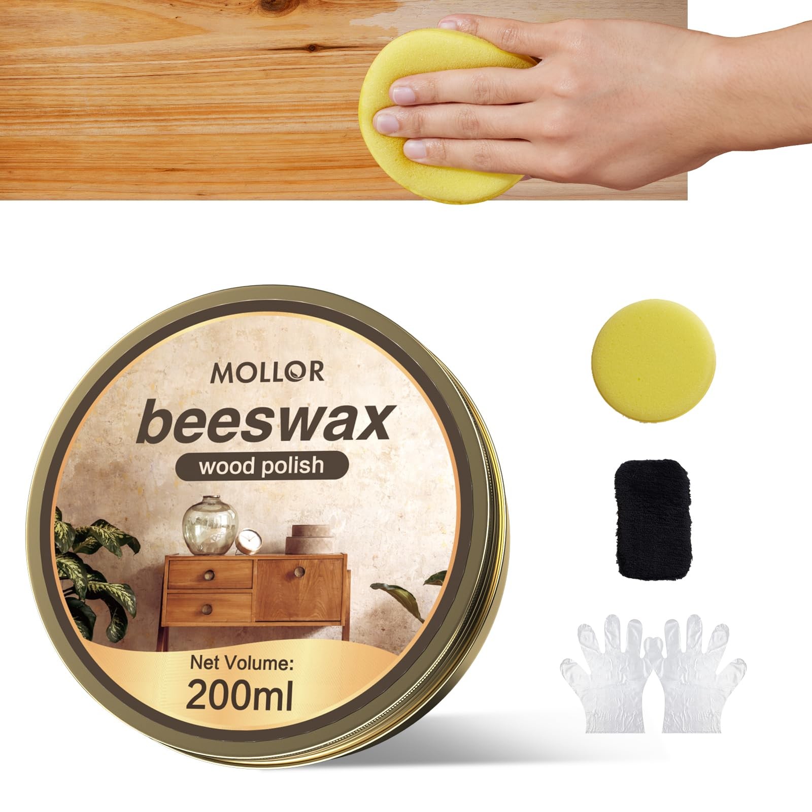 Beeswax Furniture Polish, Cabinet and Table Restorer, Natural Wood Conditione…